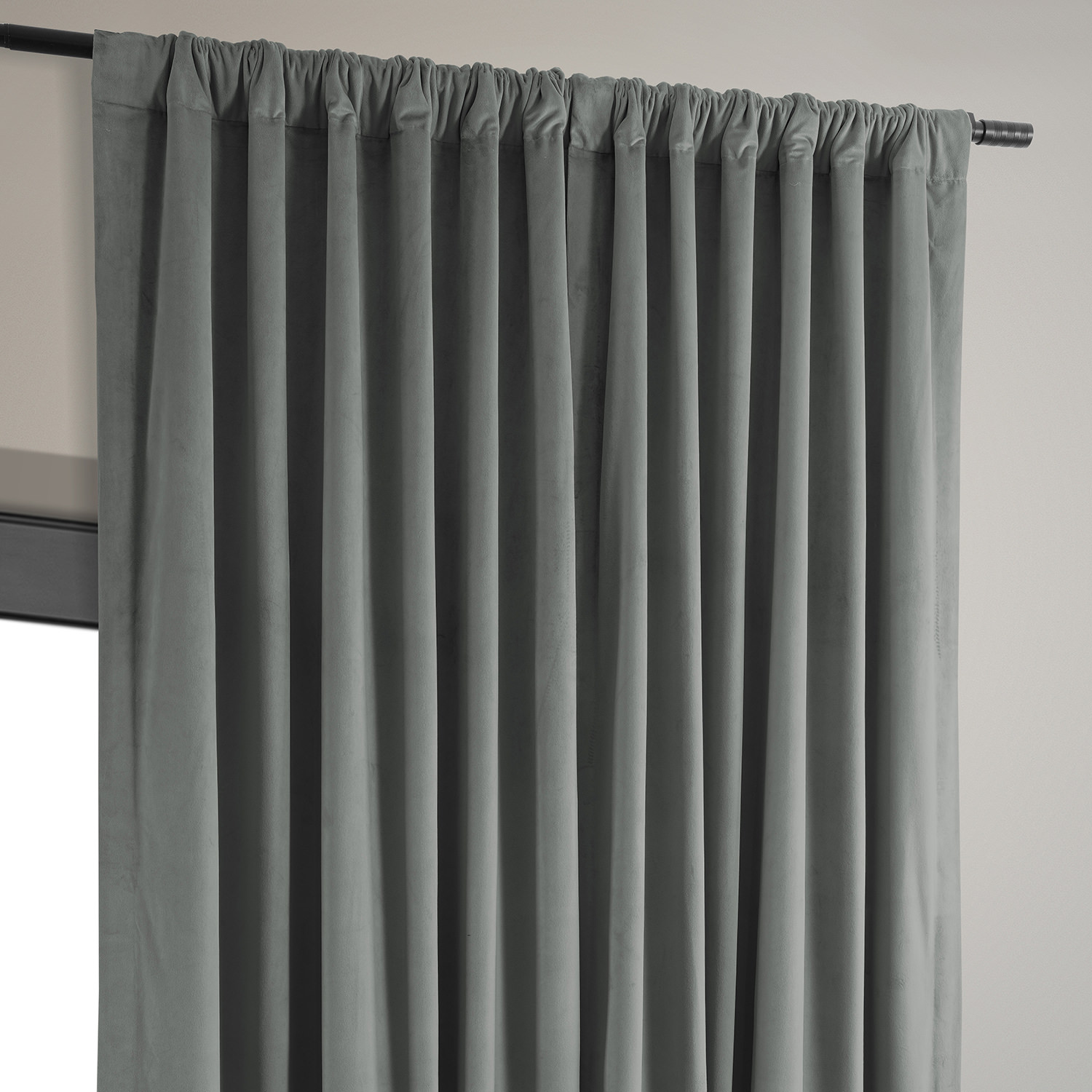 Signature Silver Grey Extra Wide Velvet Blackout Pole Pocket Curtains