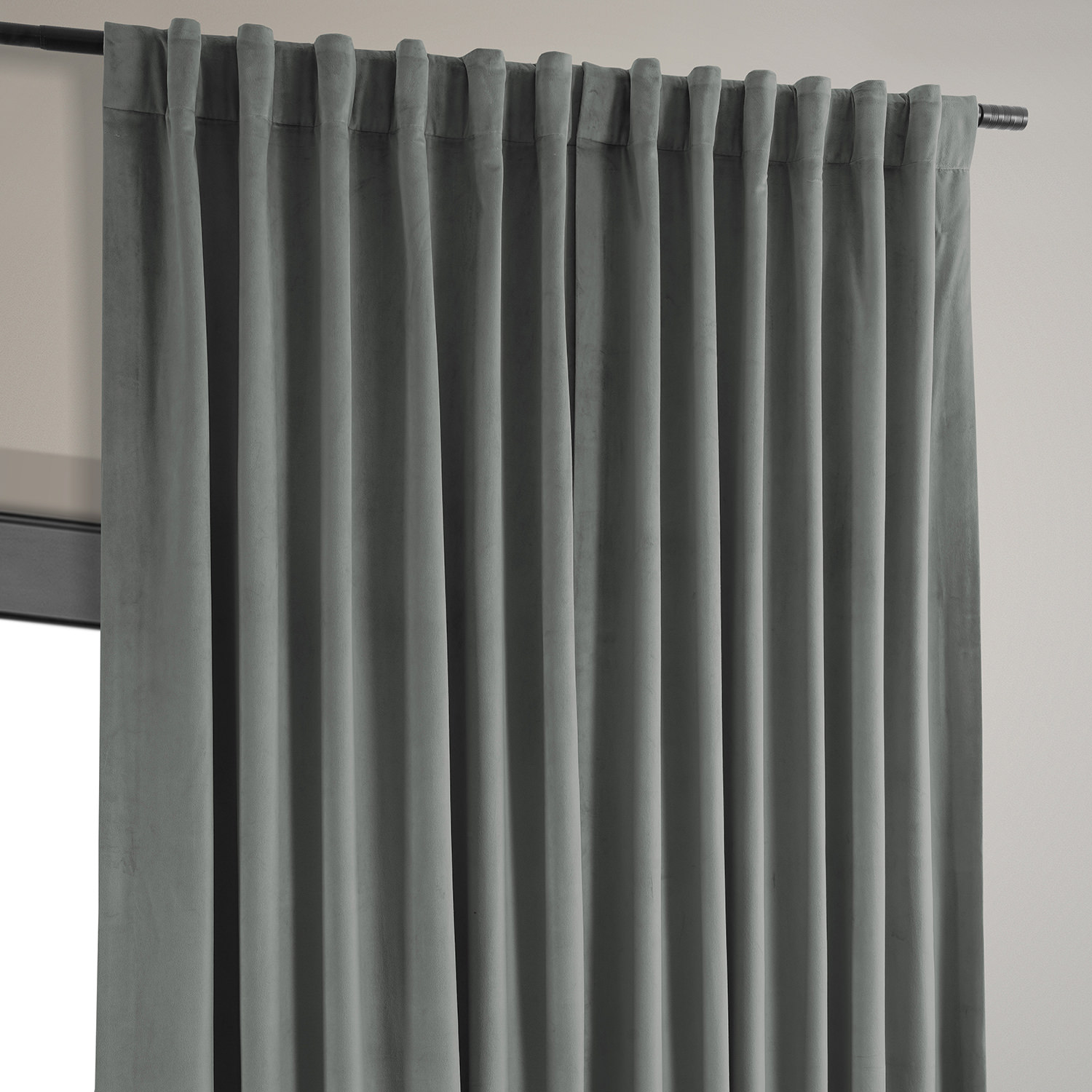 Signature Silver Grey Extra Wide Velvet Blackout Pole Pocket Curtains