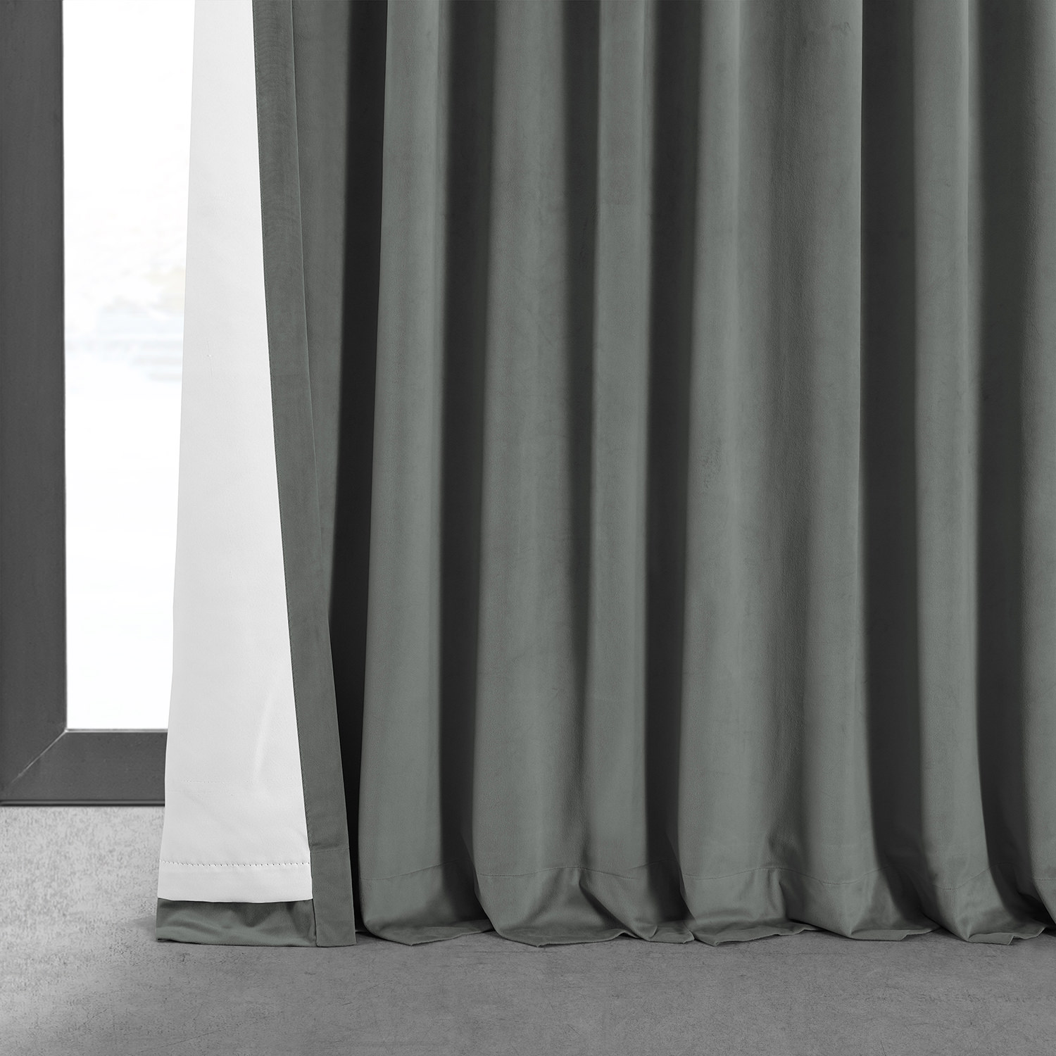 Signature Silver Grey Extra Wide Velvet Blackout Pole Pocket Curtains