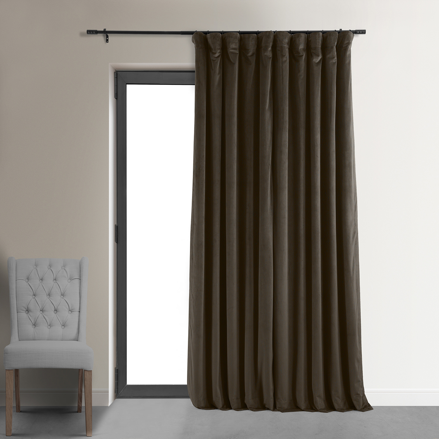 Signature Java Extra Wide Velvet Blackout Pole Pocket Curtain