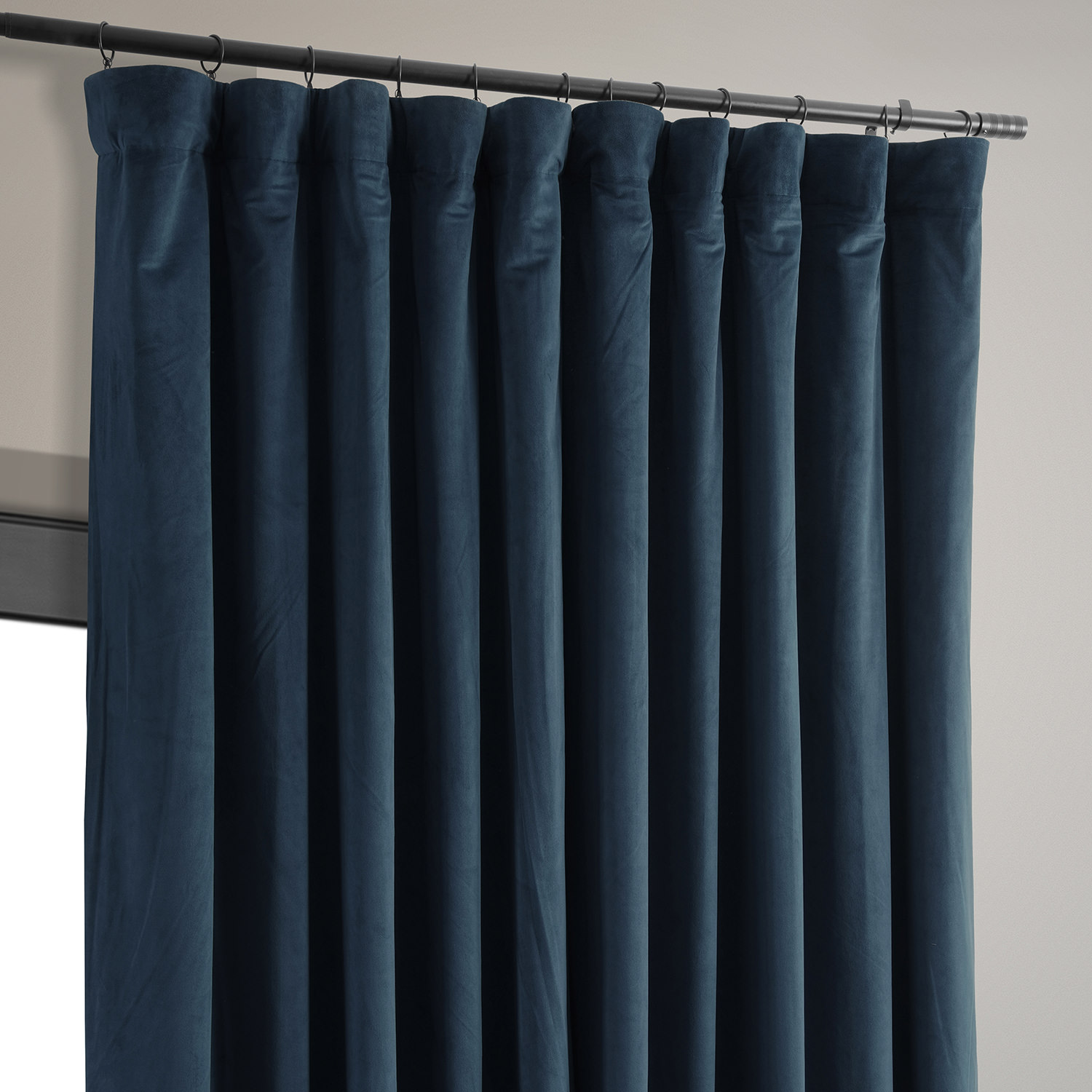 Signature Midnight Blue Extra Wide Velvet Blackout Pole Pocket Curtain