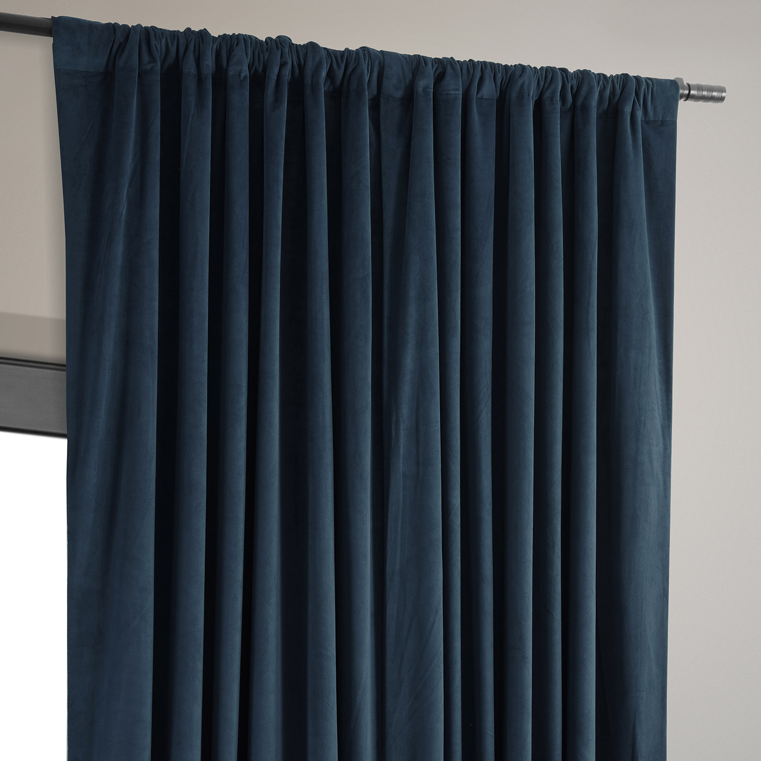 Signature Midnight Blue Extra Wide Velvet Blackout Pole Pocket Curtain