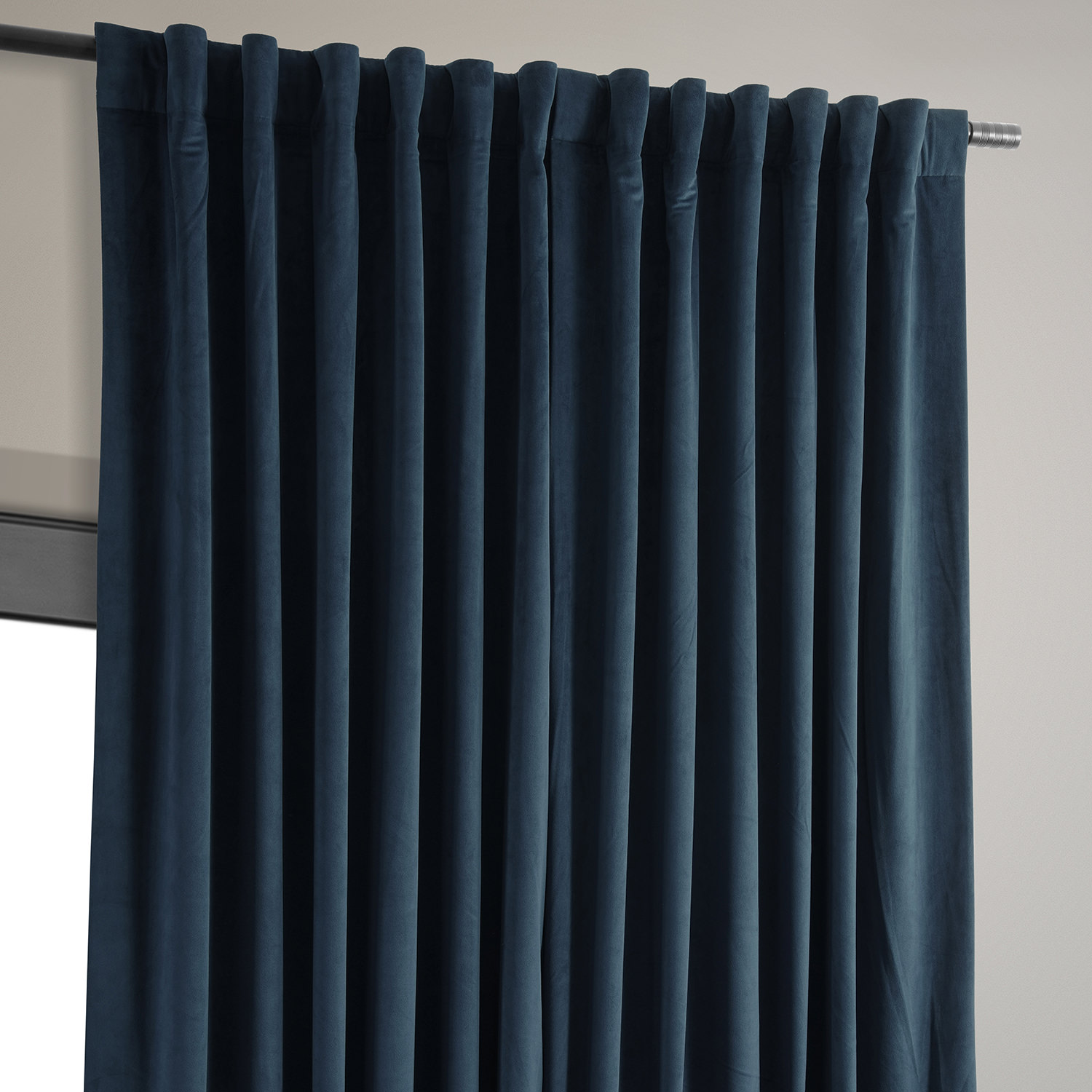 Signature Midnight Blue Extra Wide Velvet Blackout Pole Pocket Curtain