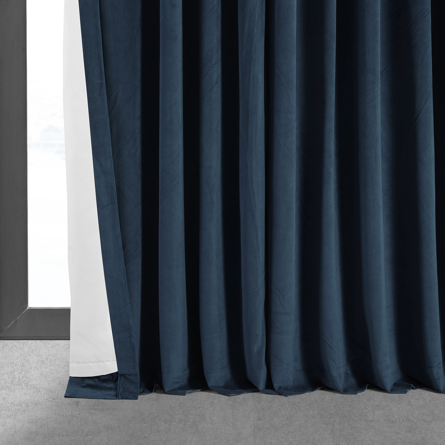 Signature Midnight Blue Extra Wide Velvet Blackout Pole Pocket Curtain