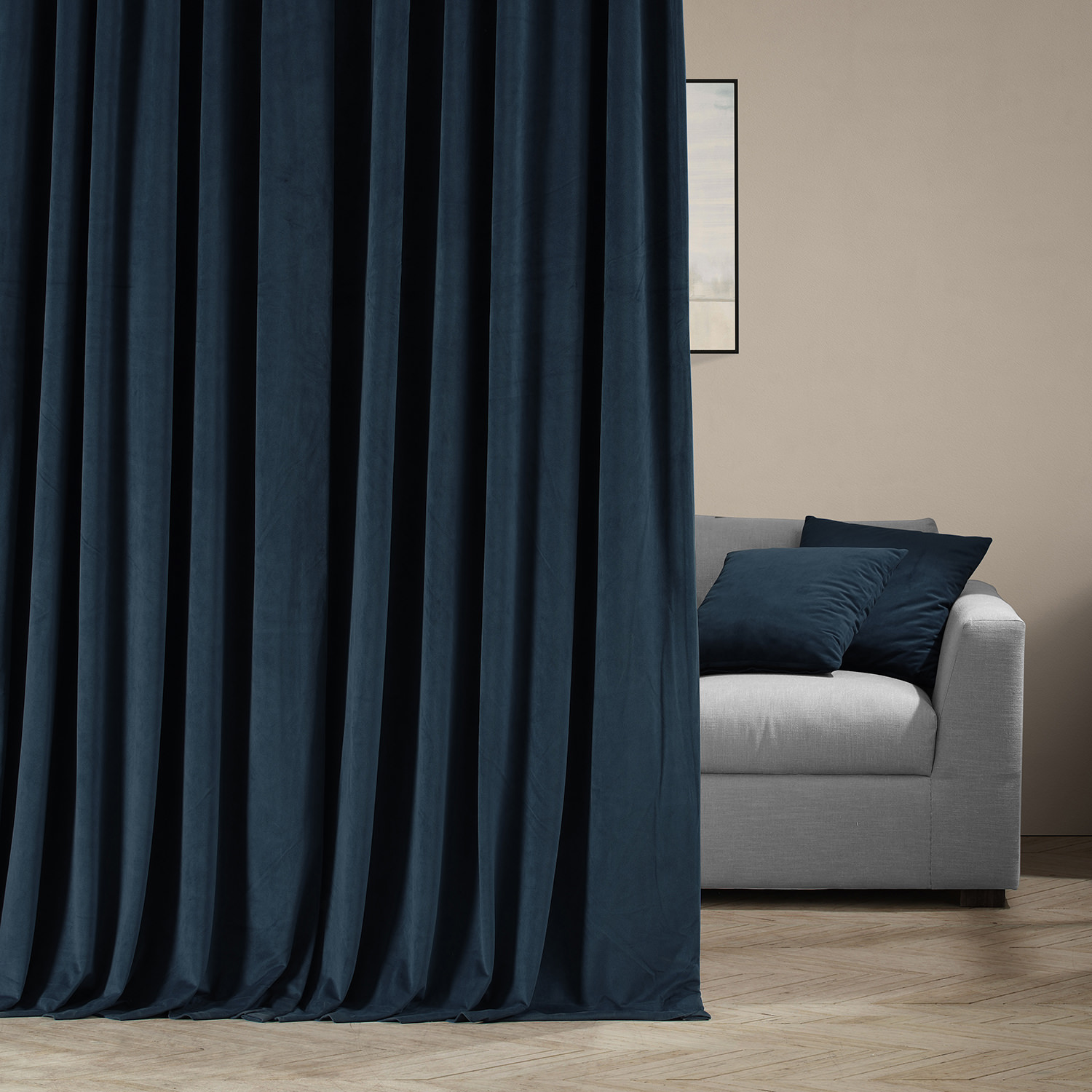 Signature Midnight Blue Extra Wide Velvet Blackout Pole Pocket Curtain