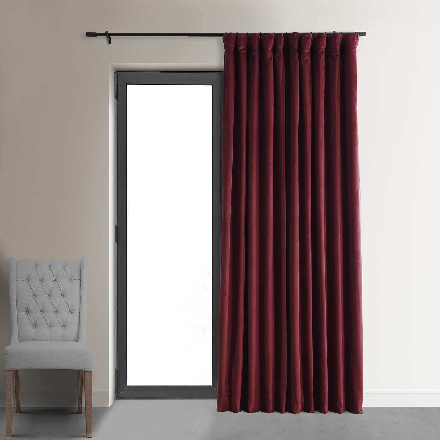 Signature Burgundy Extra Wide Velvet Blackout Pole Pocket Curtain