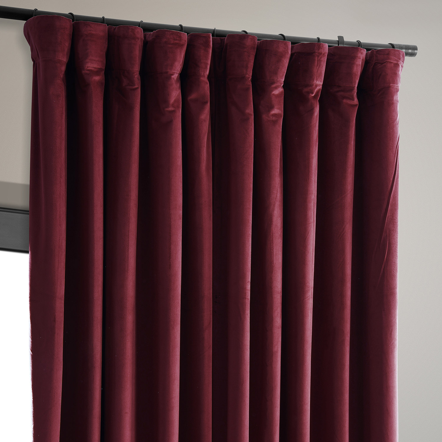 Signature Burgundy Extra Wide Velvet Blackout Pole Pocket Curtain