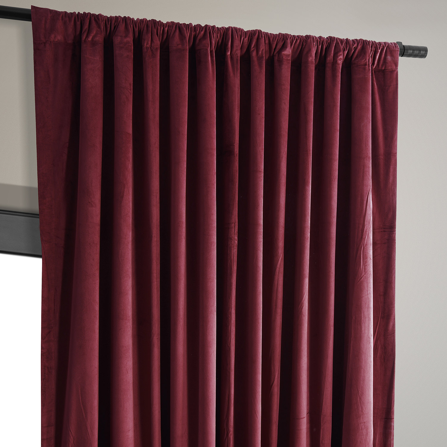 Signature Burgundy Extra Wide Velvet Blackout Pole Pocket Curtain