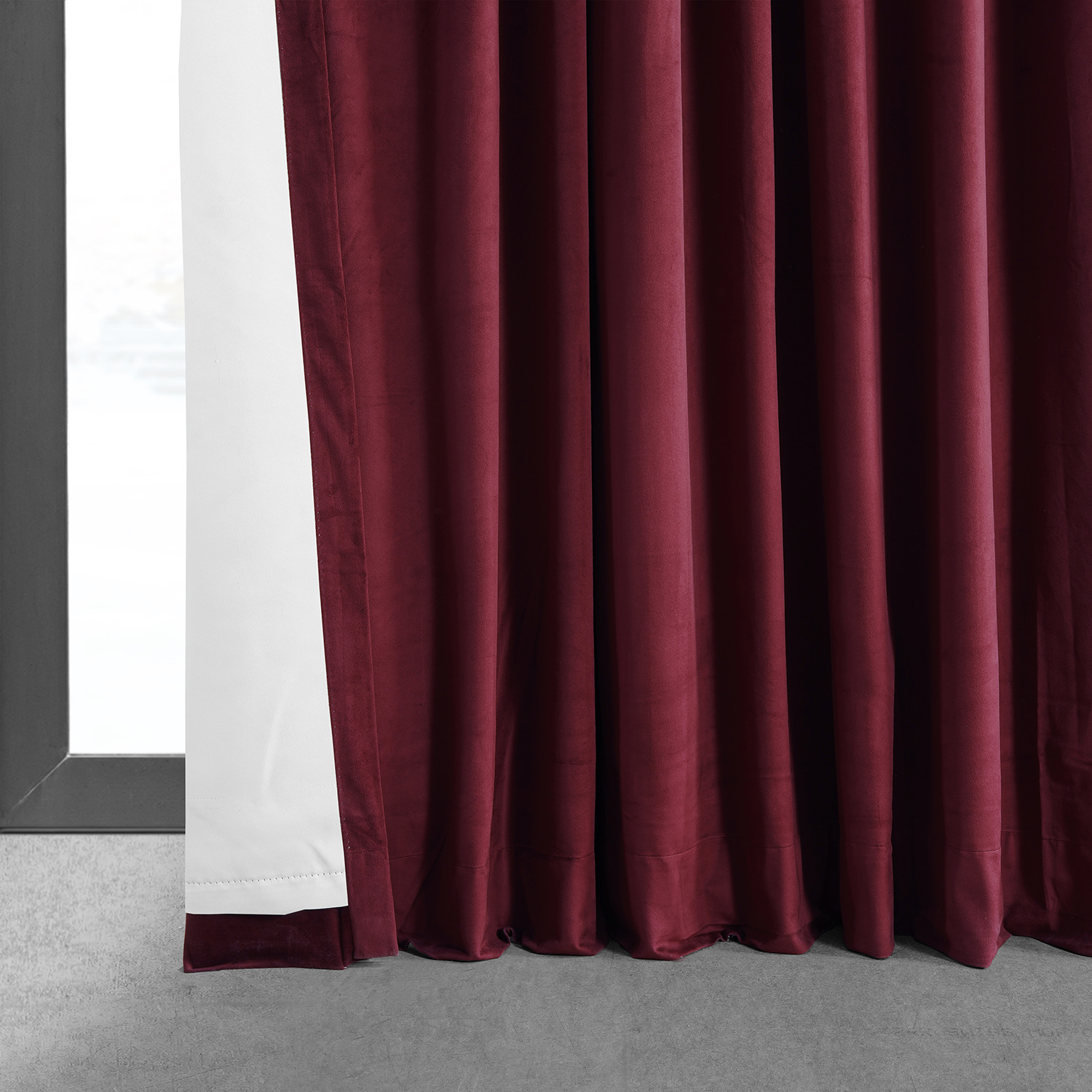 Signature Burgundy Extra Wide Velvet Blackout Pole Pocket Curtain