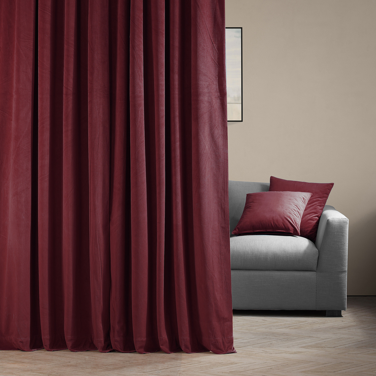 Signature Burgundy Extra Wide Velvet Blackout Pole Pocket Curtain