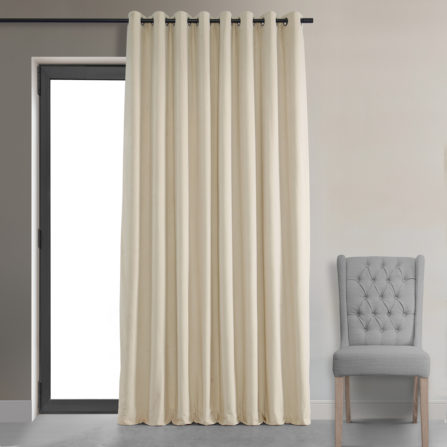 Signature Ivory Extra Wide Grommet Blackout Velvet Curtain