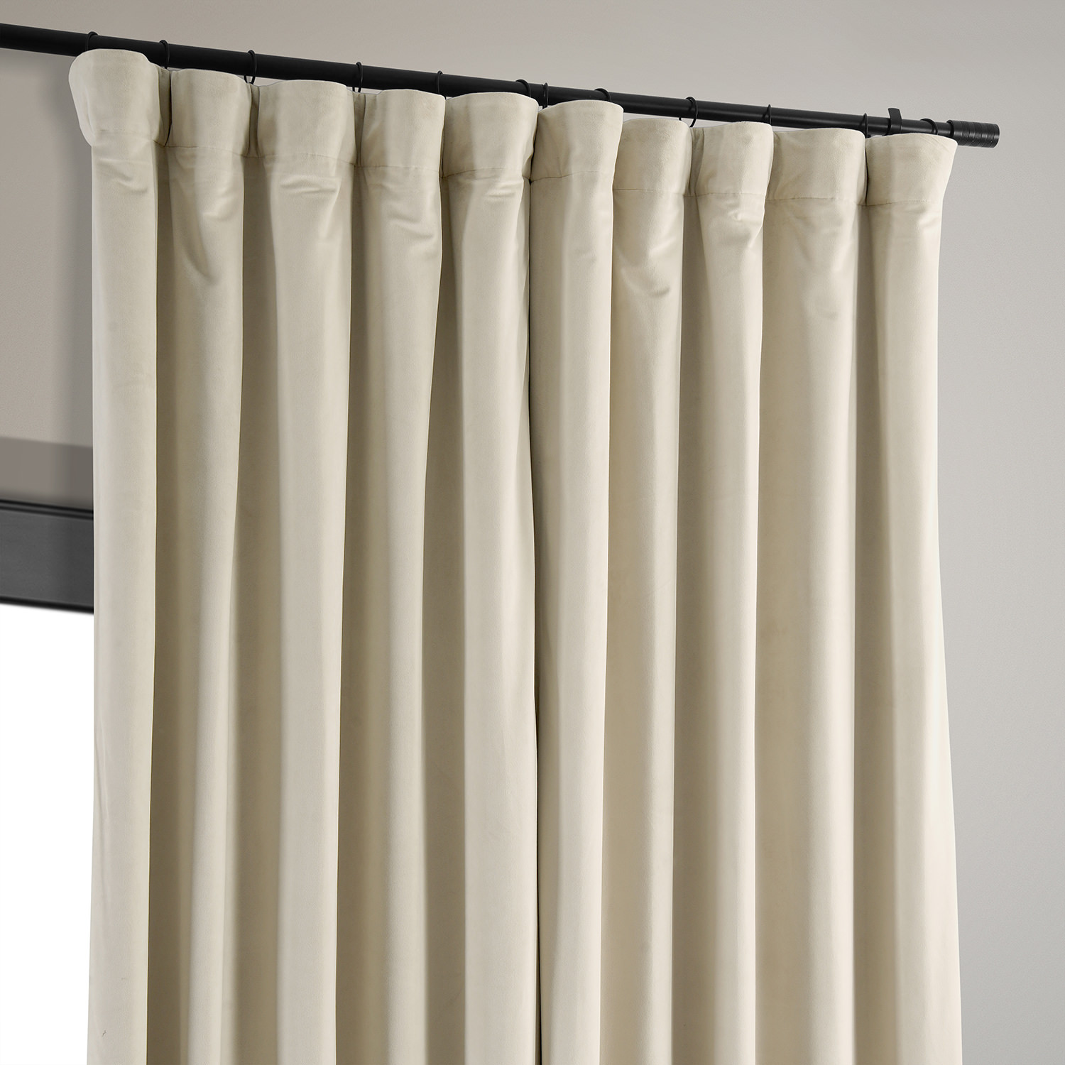 Signature Ivory Extra Wide Velvet Blackout Pole Pocket Curtain