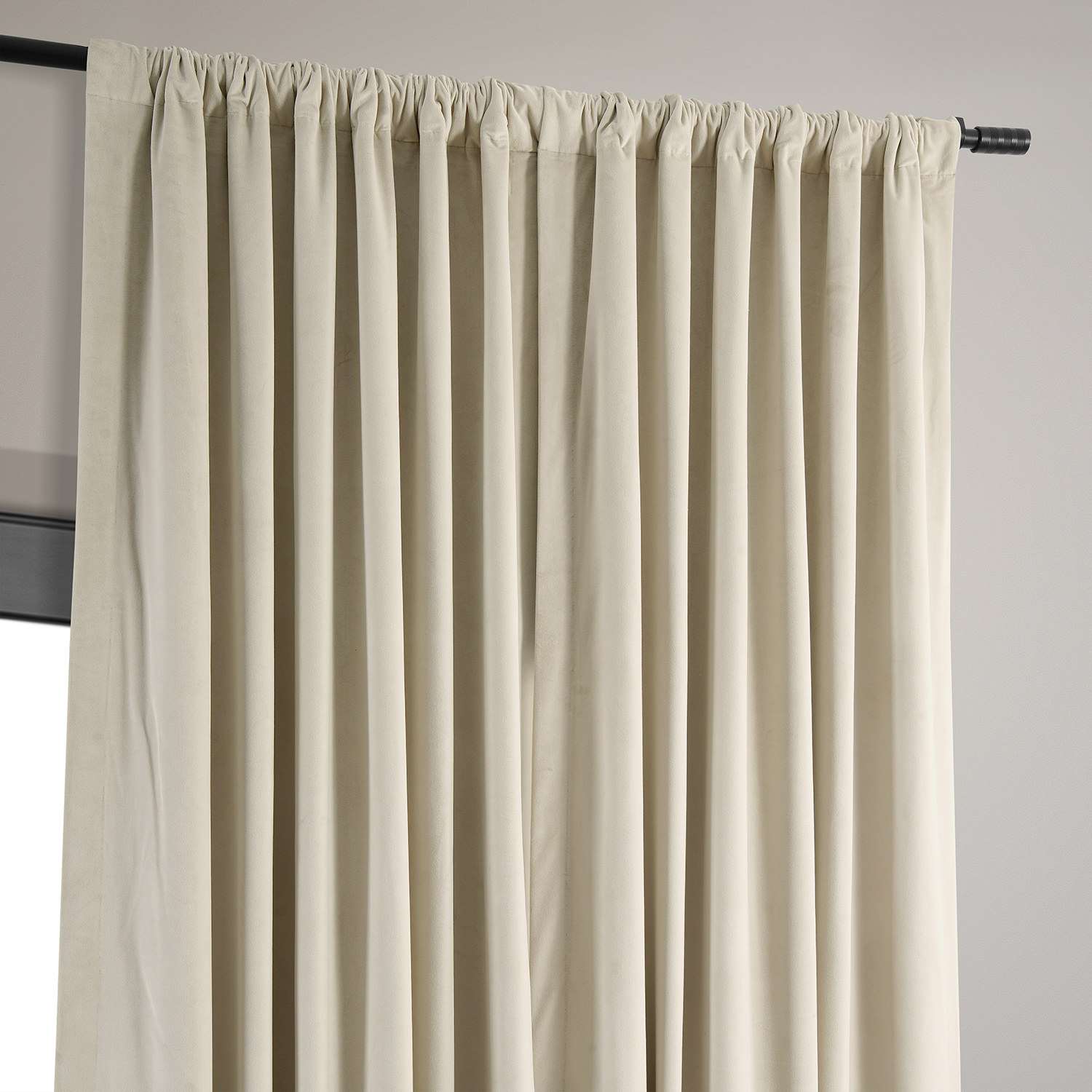 Signature Ivory Extra Wide Velvet Blackout Pole Pocket Curtain