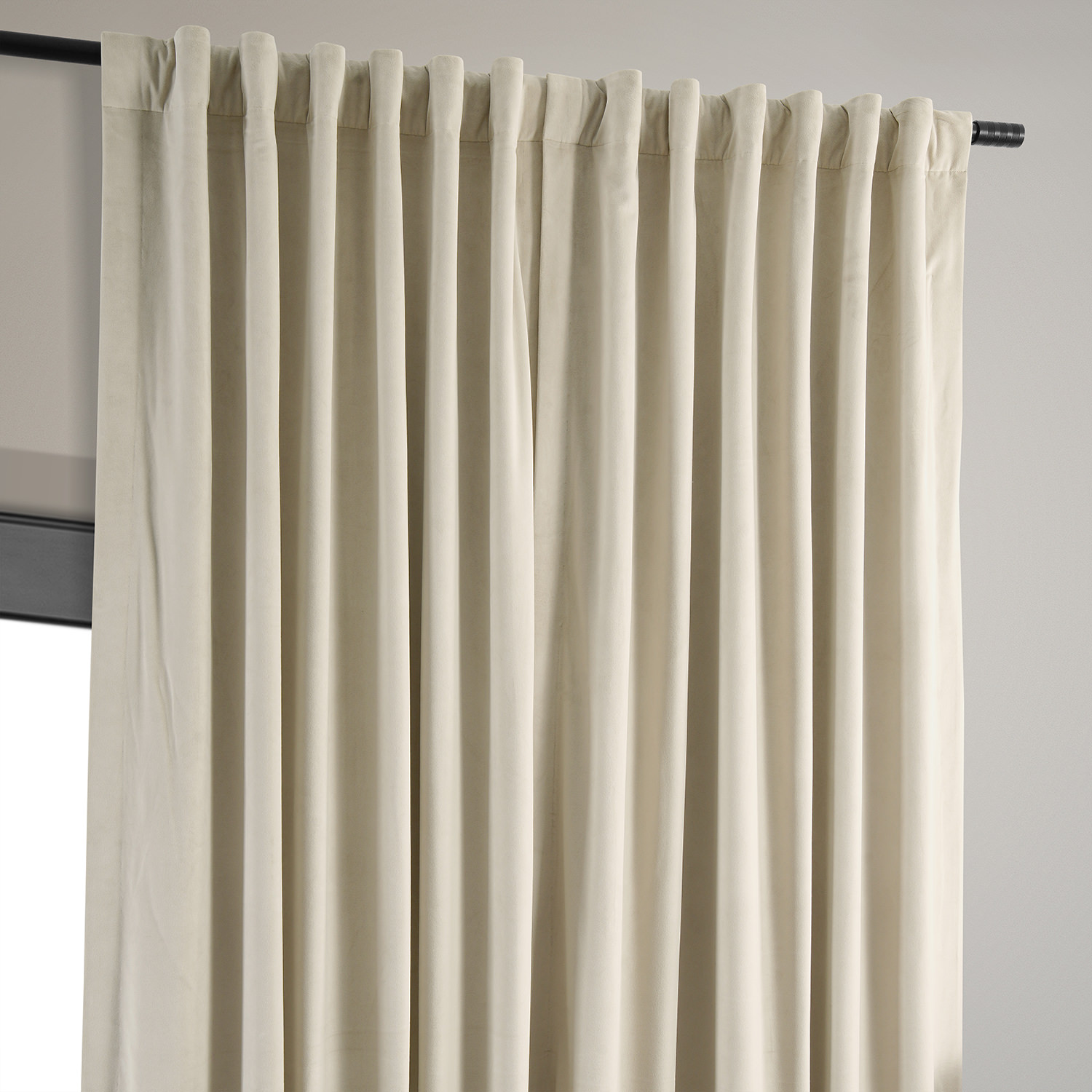 Signature Ivory Extra Wide Velvet Blackout Pole Pocket Curtain