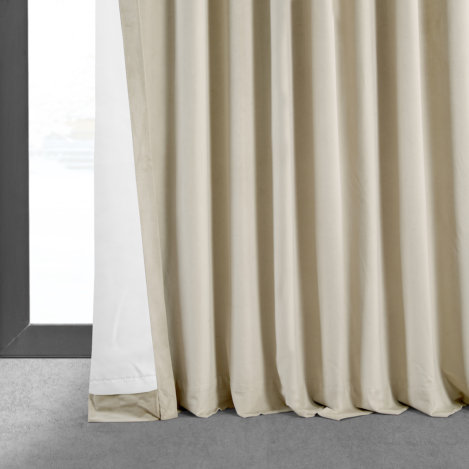 Signature Ivory Extra Wide Velvet Blackout Pole Pocket Curtain