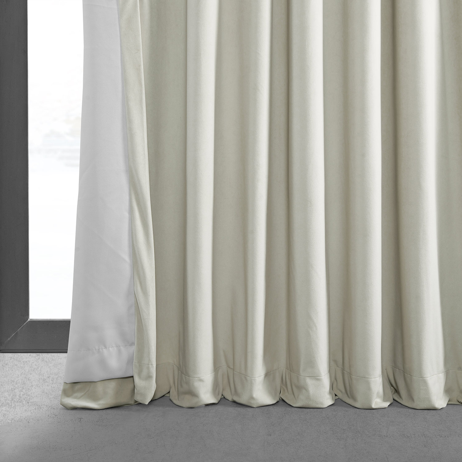 Signature Warm Off White Extra Wide Grommet Blackout Velvet Curtain