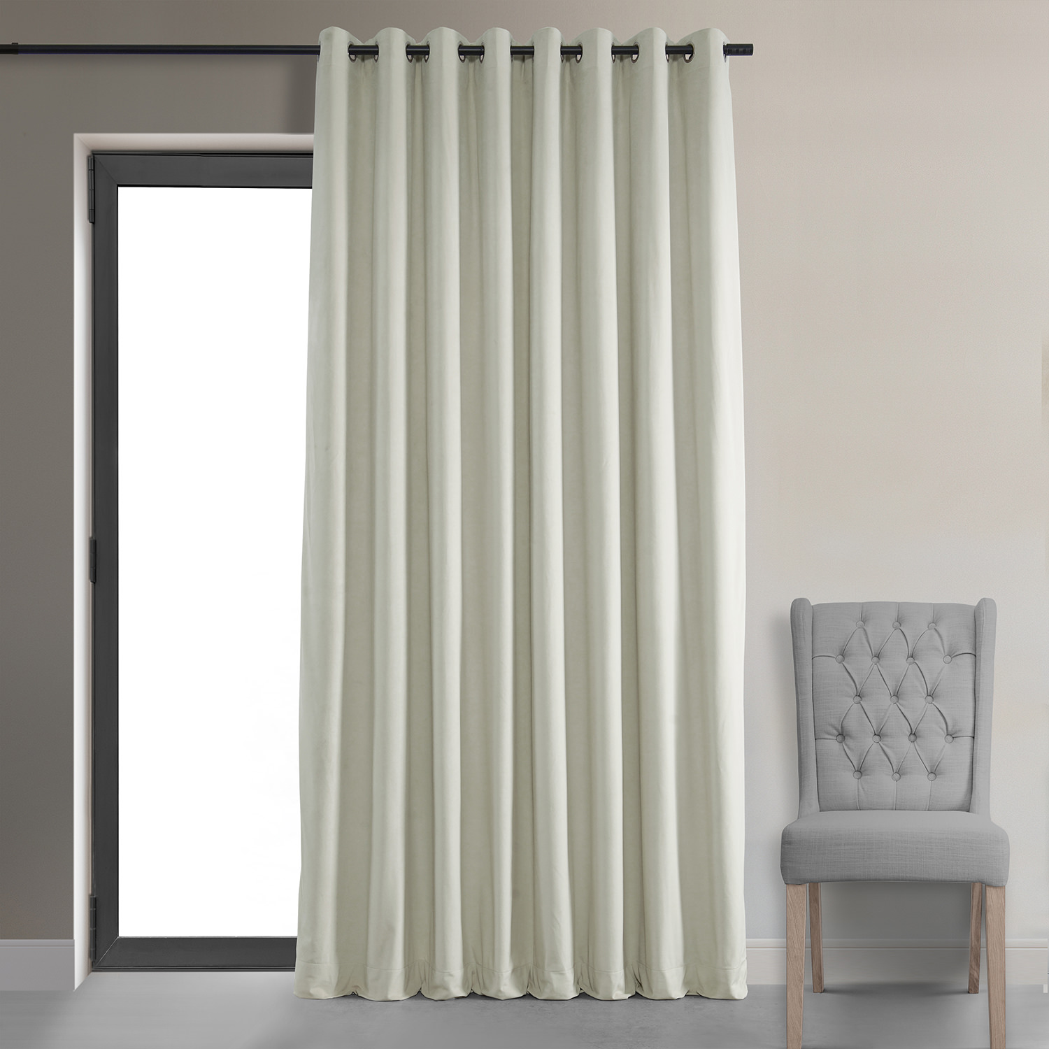 Signature Warm Off White Extra Wide Grommet Blackout Velvet Curtain