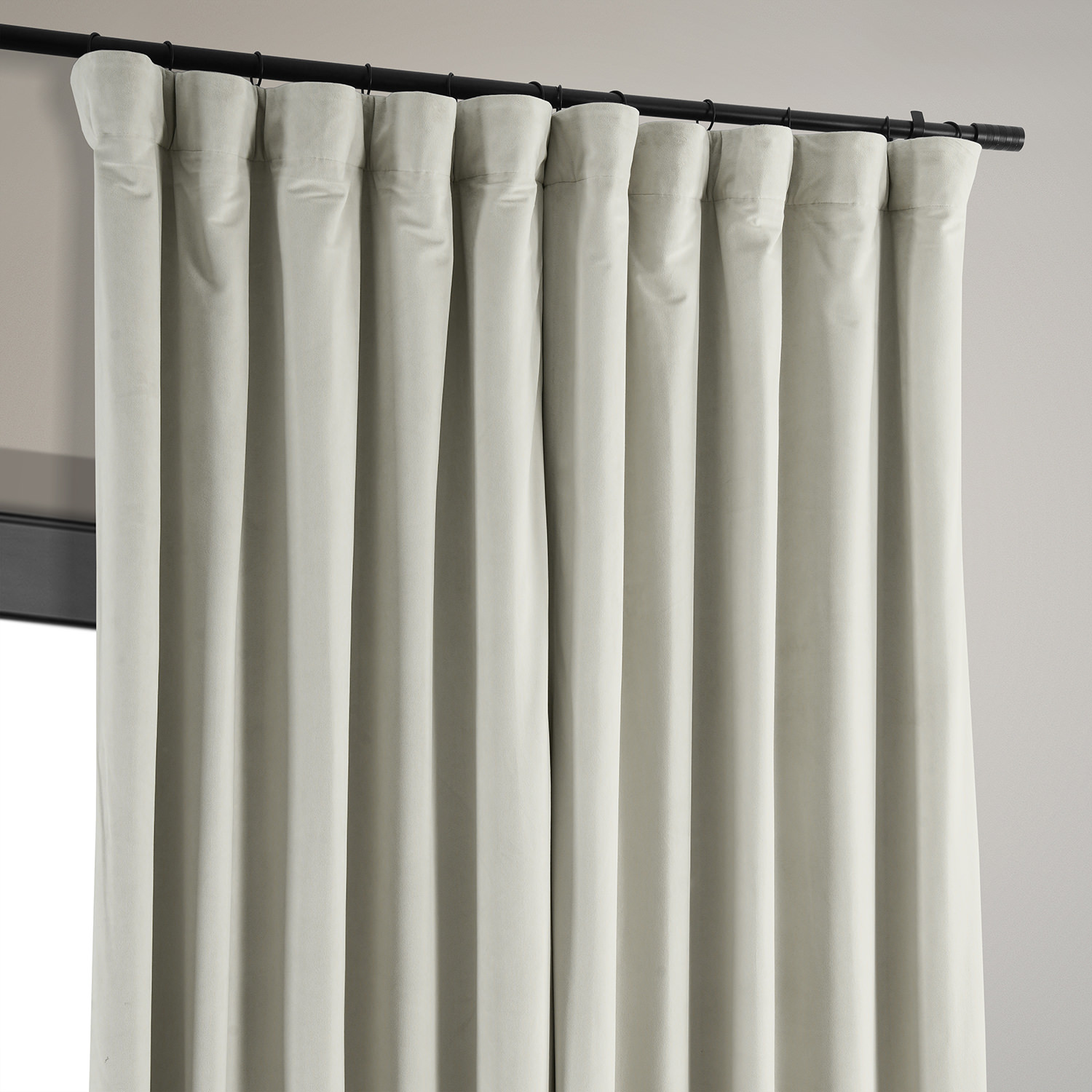 Signature Warm Off White Extra Wide Velvet Blackout Pole Pocket Curtain