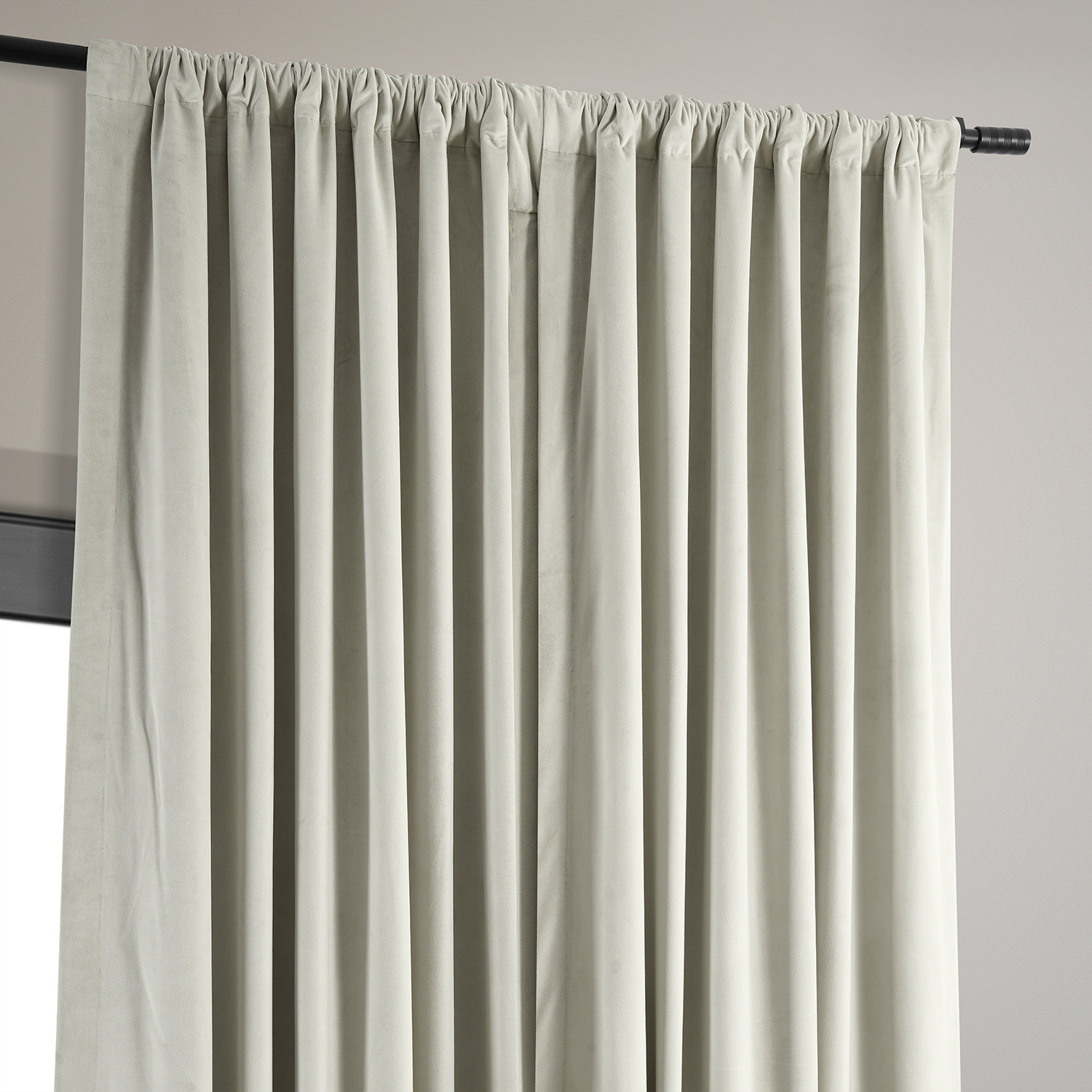 Signature Warm Off White Extra Wide Velvet Blackout Pole Pocket Curtain