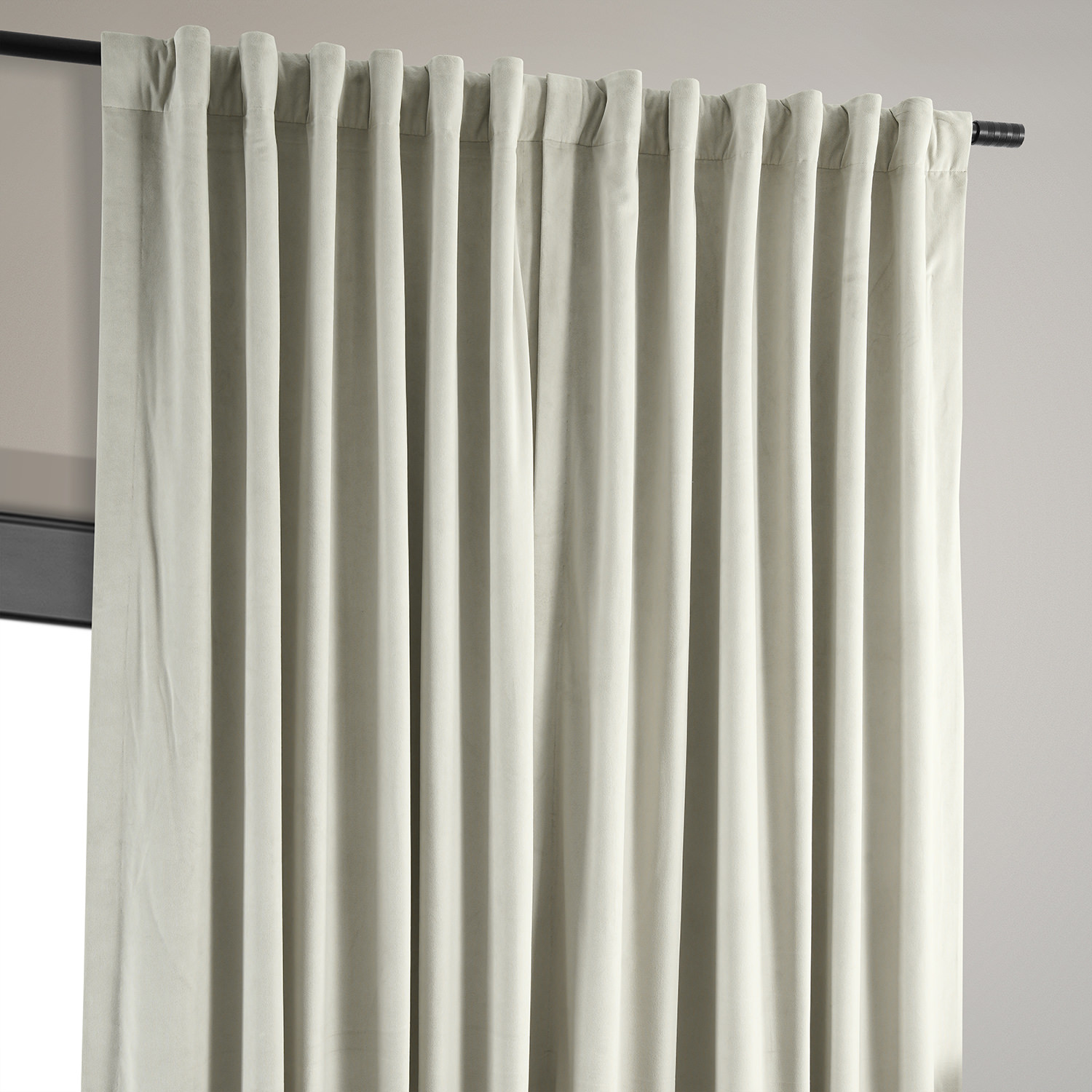 Signature Warm Off White Extra Wide Velvet Blackout Pole Pocket Curtain