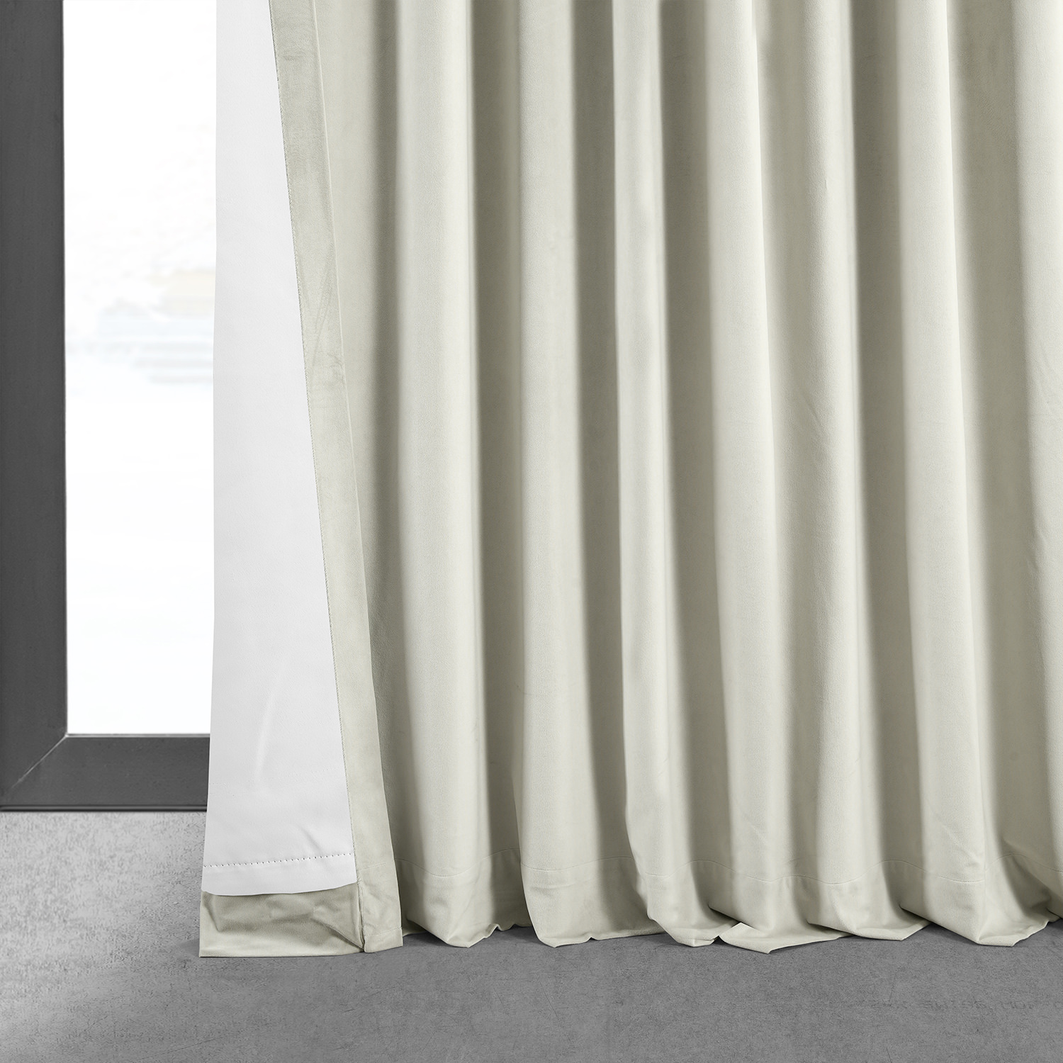 Signature Warm Off White Extra Wide Velvet Blackout Pole Pocket Curtain