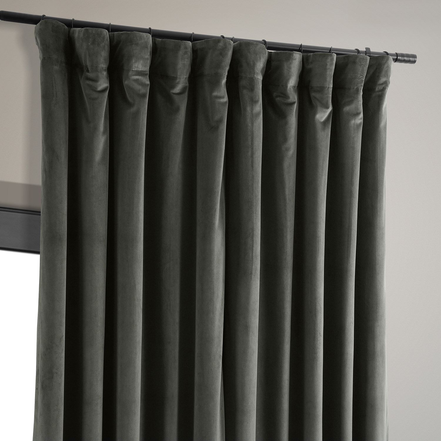 Signature Gunmetal Grey Extra Wide Blackout Velvet Curtain