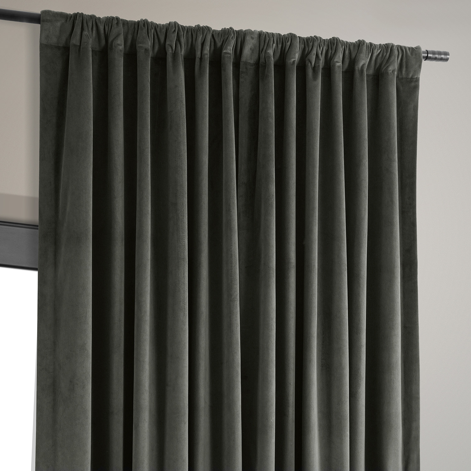 Signature Gunmetal Grey Extra Wide Blackout Velvet Curtain