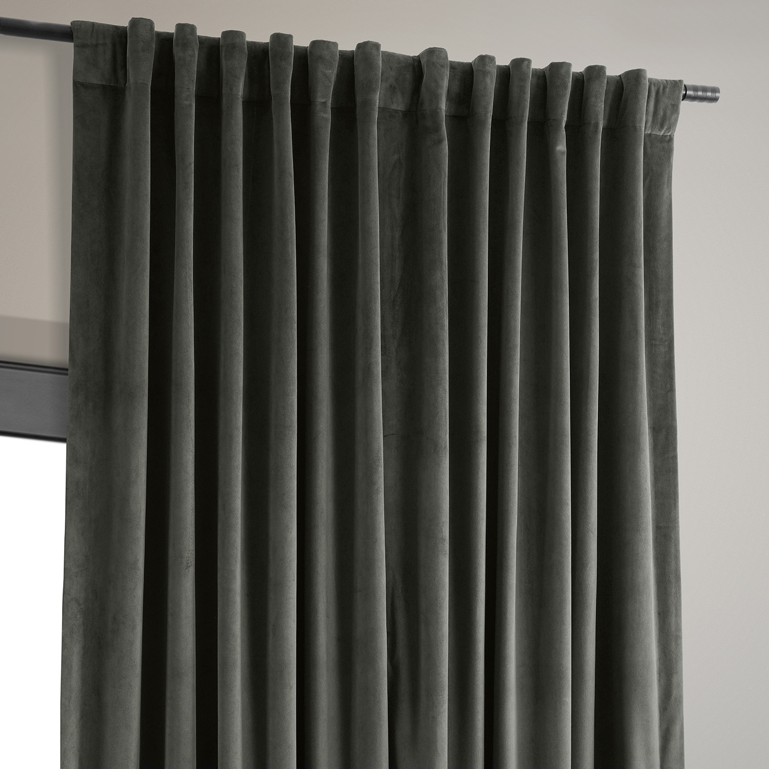 Signature Gunmetal Grey Extra Wide Blackout Velvet Curtain