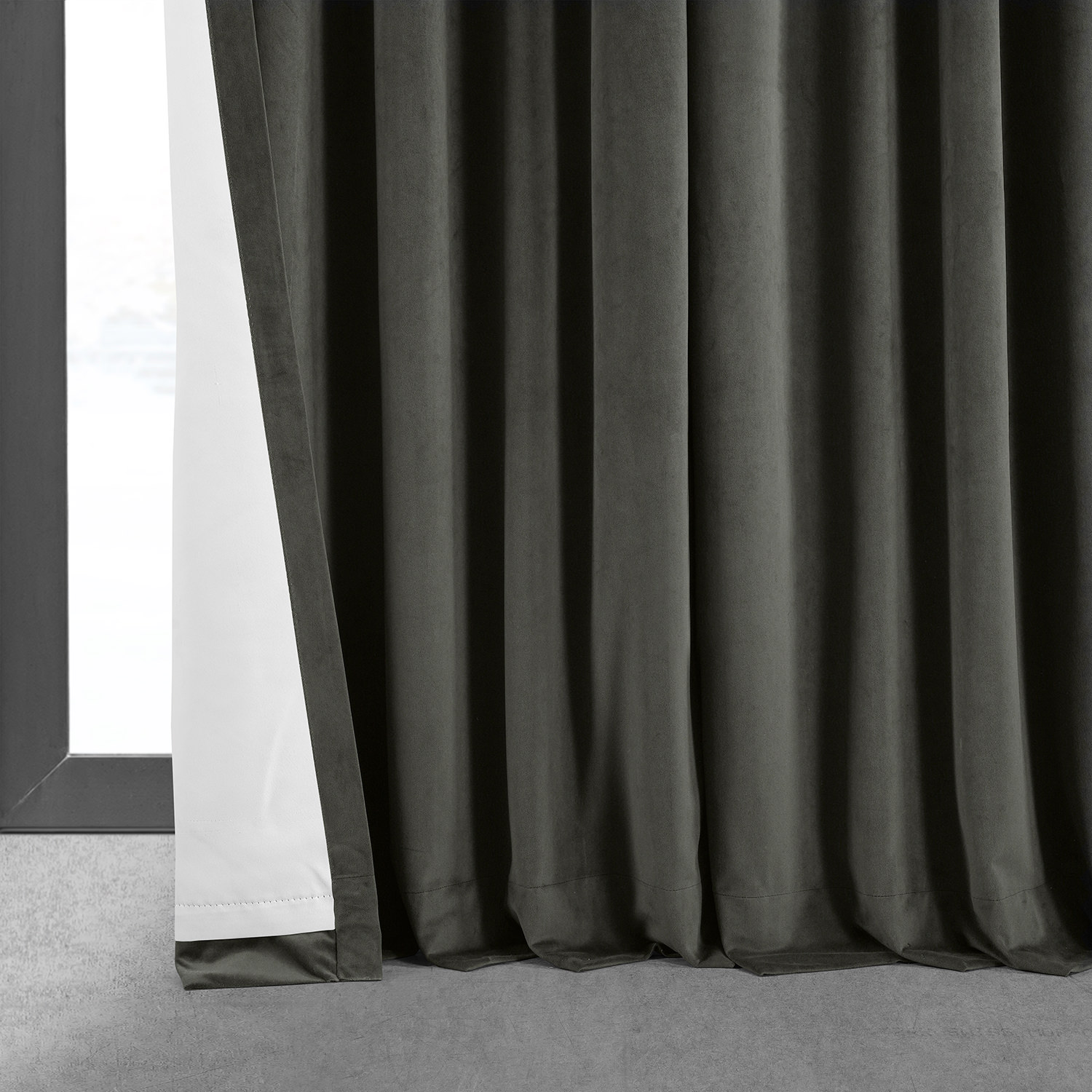 Signature Gunmetal Grey Extra Wide Blackout Velvet Curtain