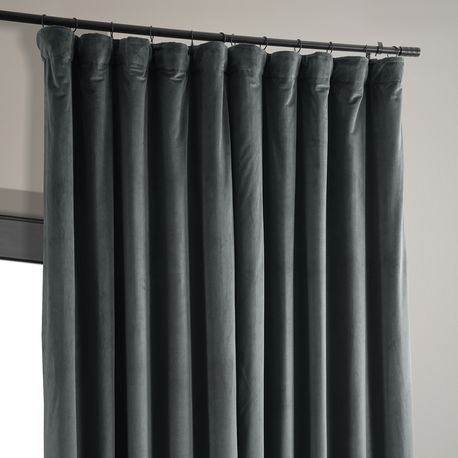 Signature Natural Grey Extra Wide Blackout Velvet Curtain