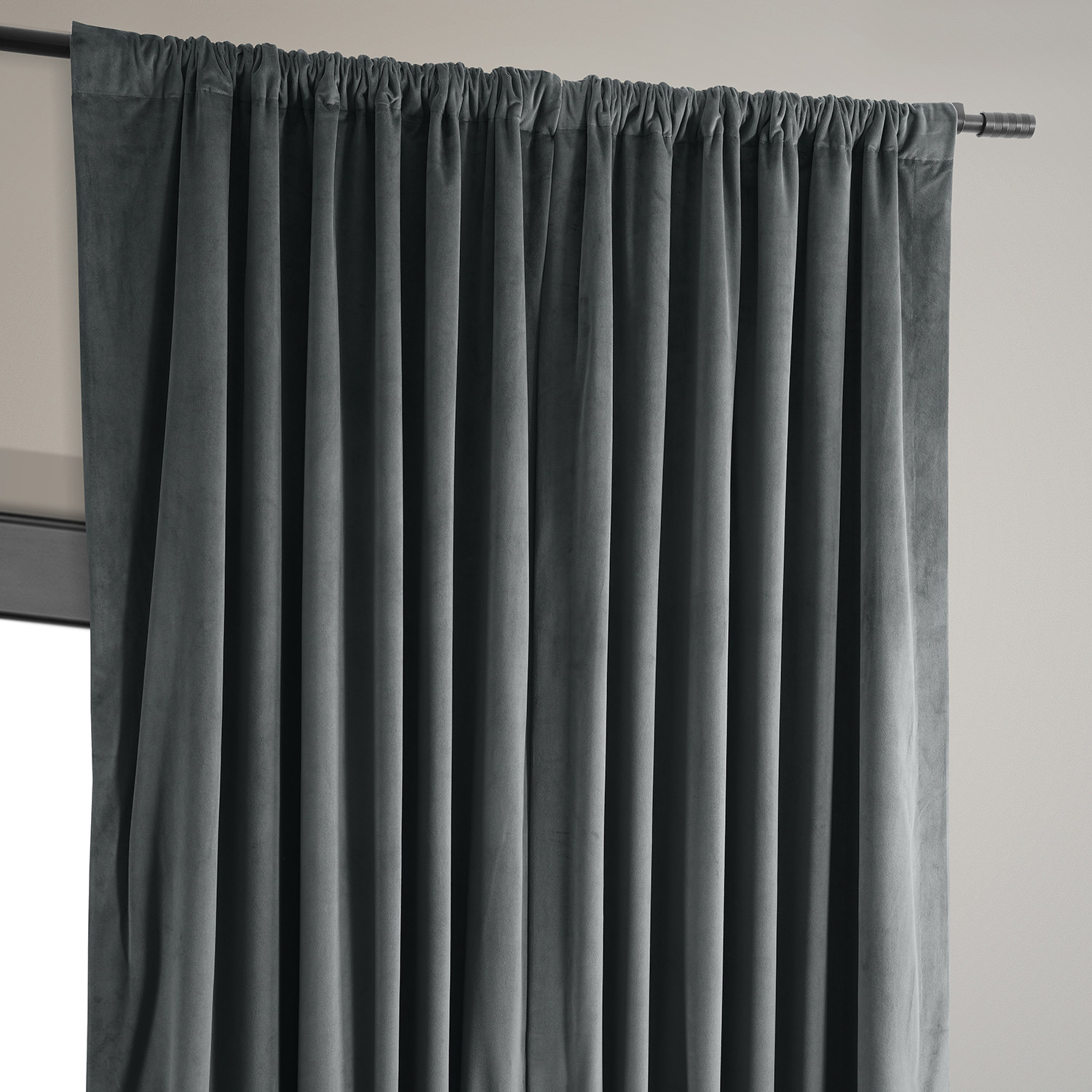 Signature Natural Grey Extra Wide Blackout Velvet Curtain