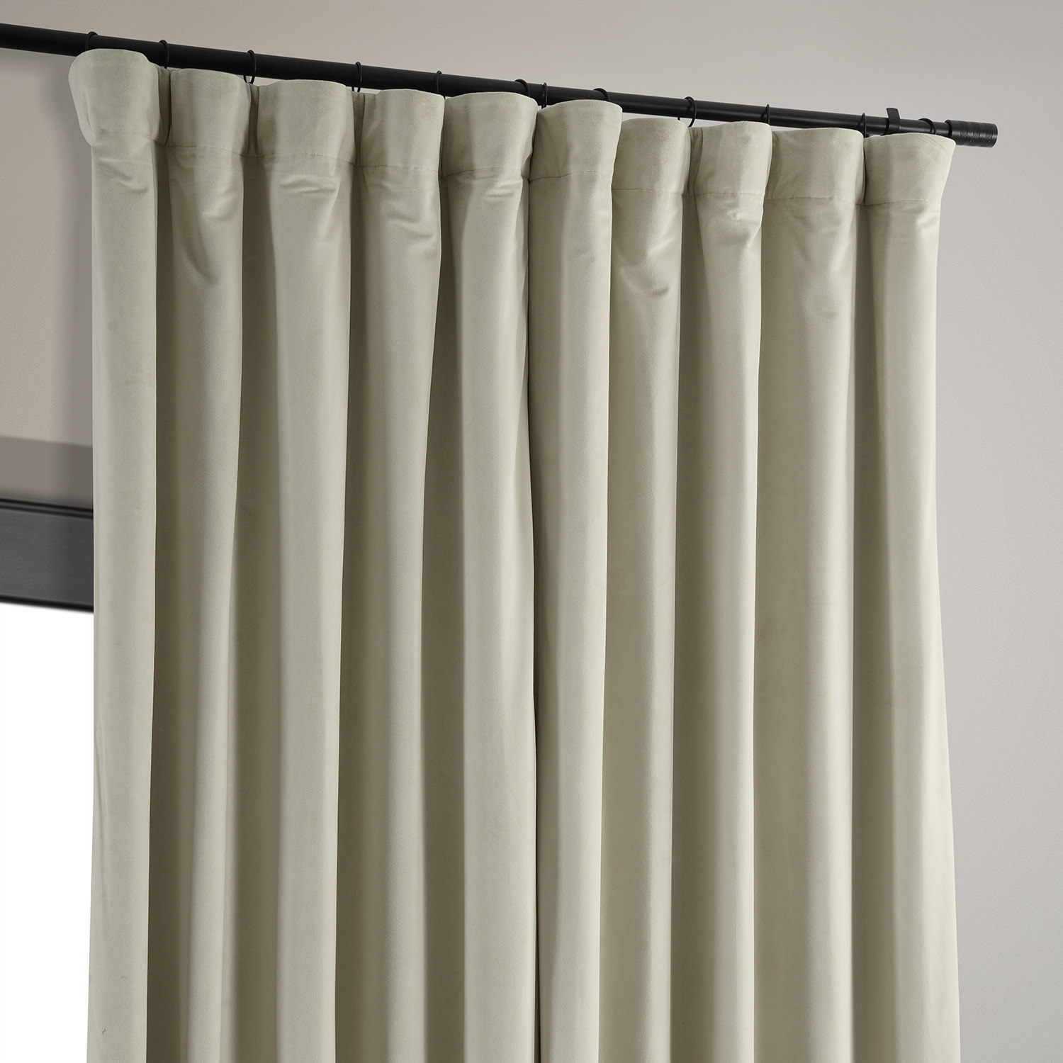 Signature Cool Beige Extra Wide Blackout Velvet Curtain