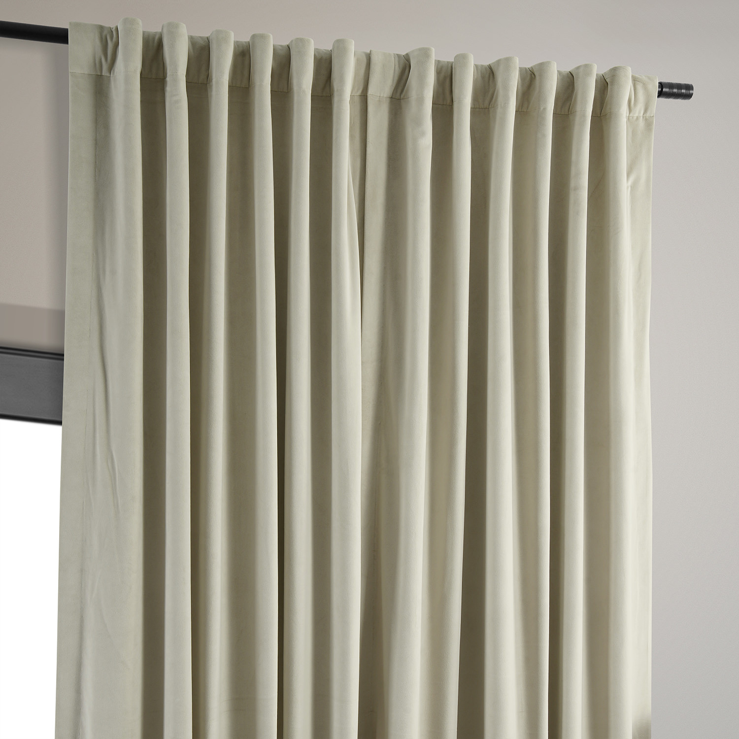 Signature Cool Beige Extra Wide Blackout Velvet Curtain