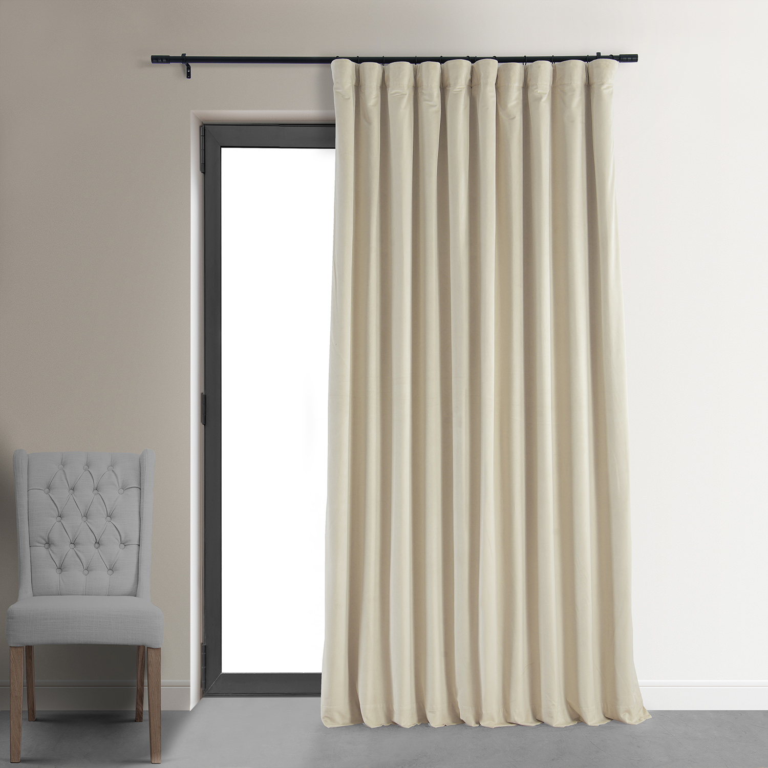 Signature Neutral Ground Extra Wide Blackout Velvet Curtain