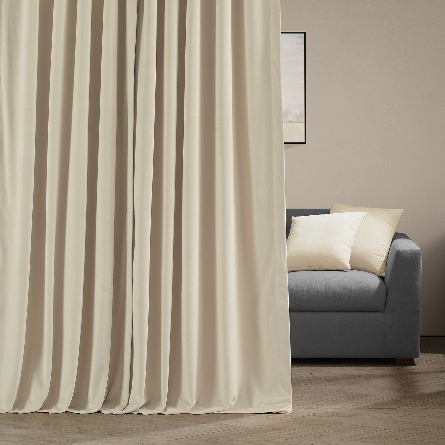 Signature Neutral Ground Extra Wide Blackout Velvet Curtain