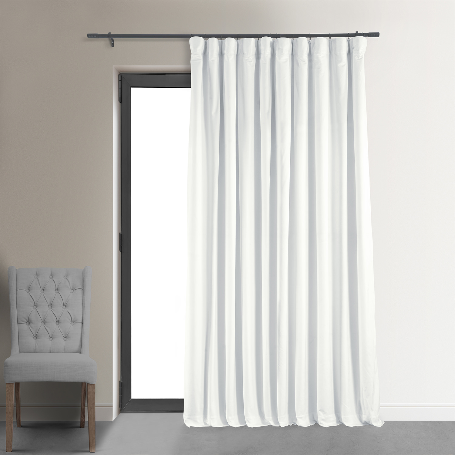 Signature Primary White Extra Wide Blackout Velvet Curtain