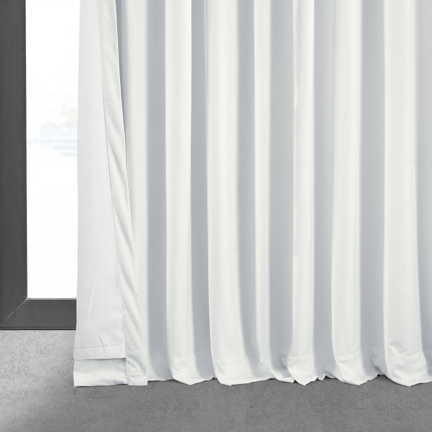 Signature Primary White Extra Wide Blackout Velvet Curtain