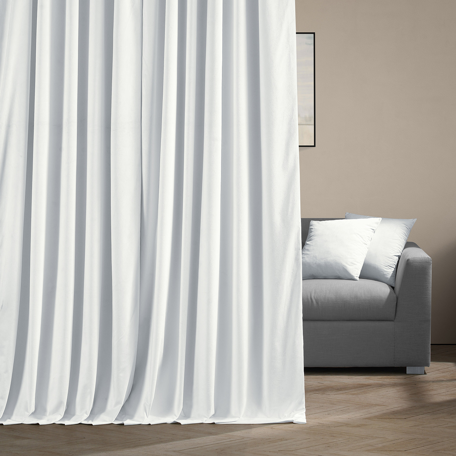 Signature Primary White Extra Wide Blackout Velvet Curtain