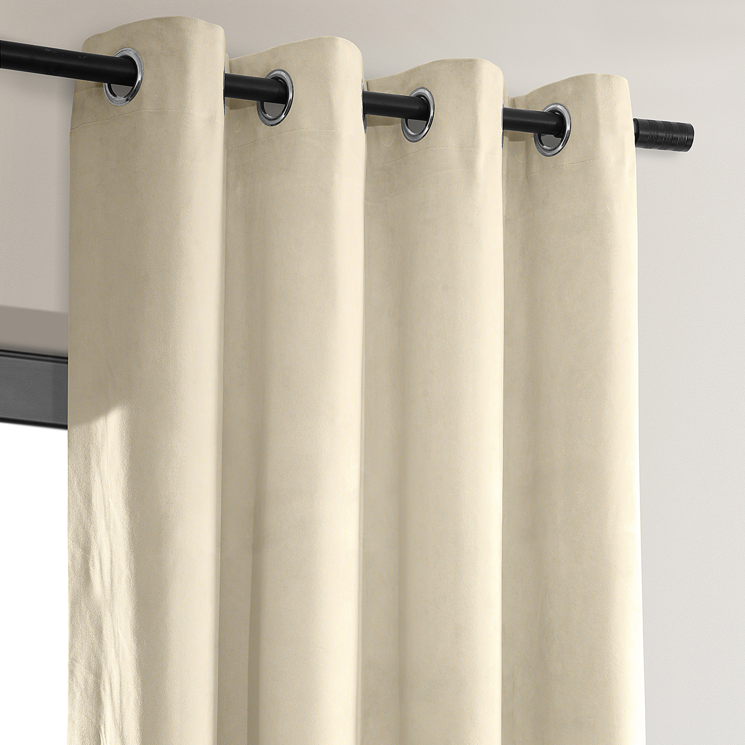 Signature Alabaster Beige Grommet Blackout Velvet Curtain