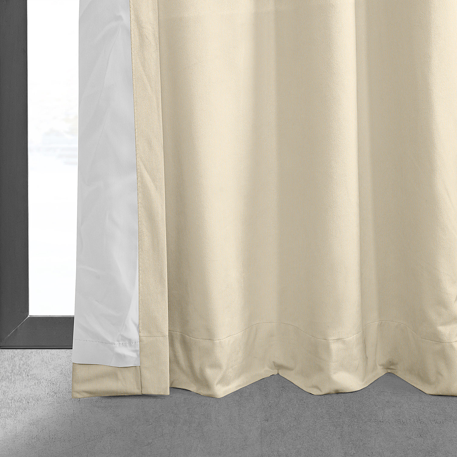 Signature Alabaster Beige Grommet Blackout Velvet Curtain