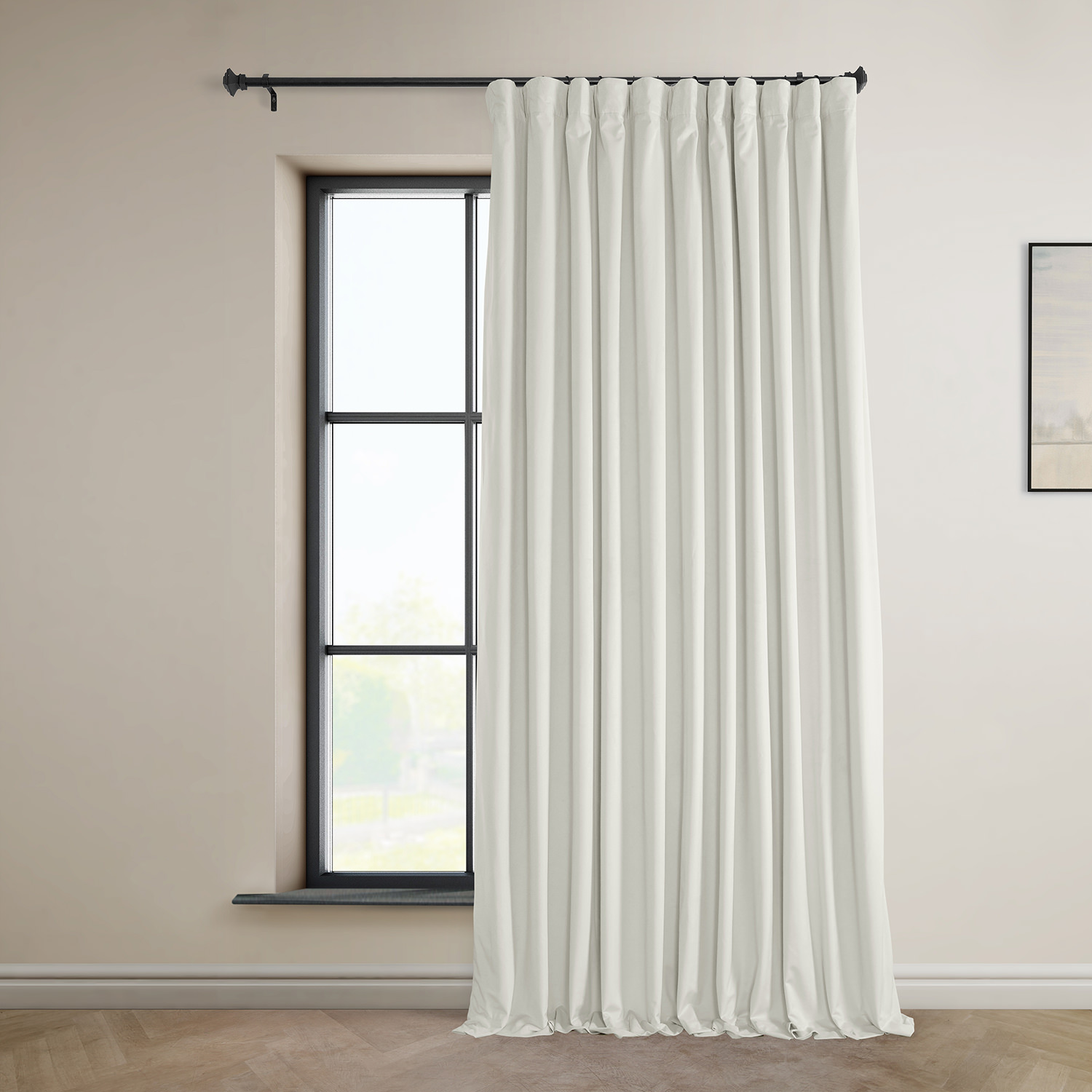 Pillow White Heritage Plush Velvet Extrawide Curtain