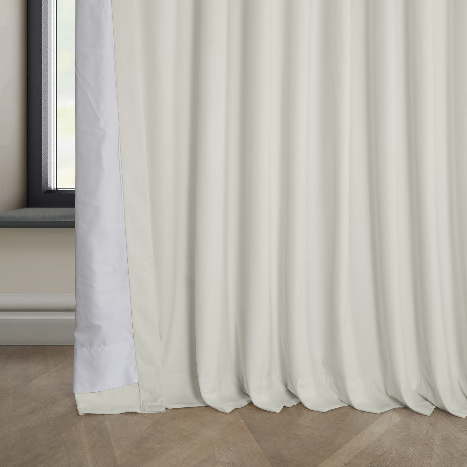 Pillow White Heritage Plush Velvet Extrawide Curtain