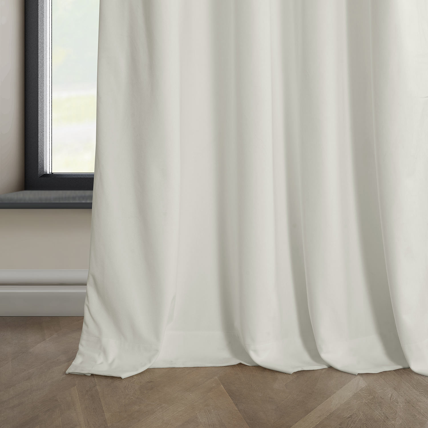 Pillow White Heritage Plush Velvet Grommet Curtain