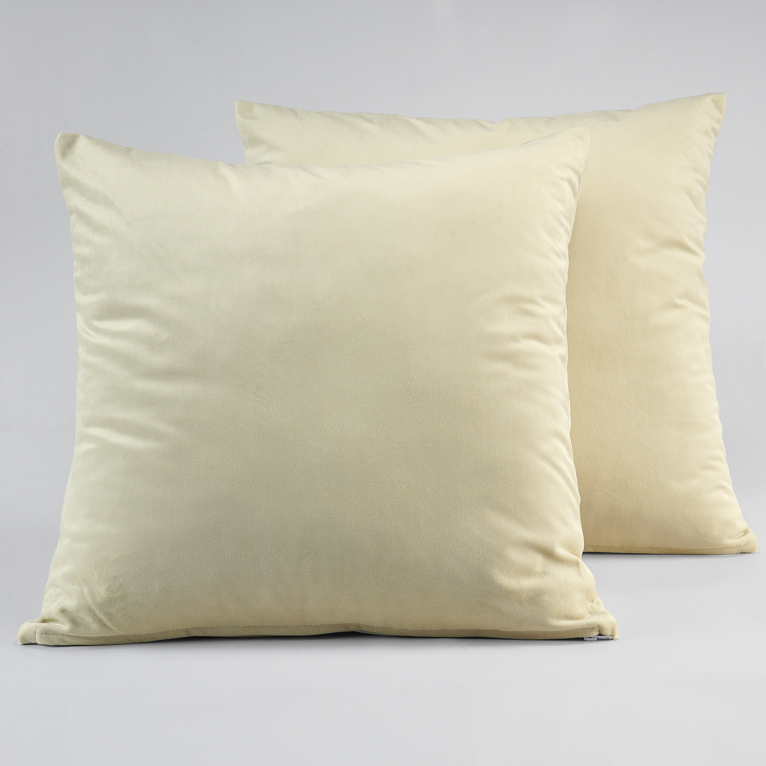 Light Beige Heritage Plush Velvet Cushion Cover - Pair