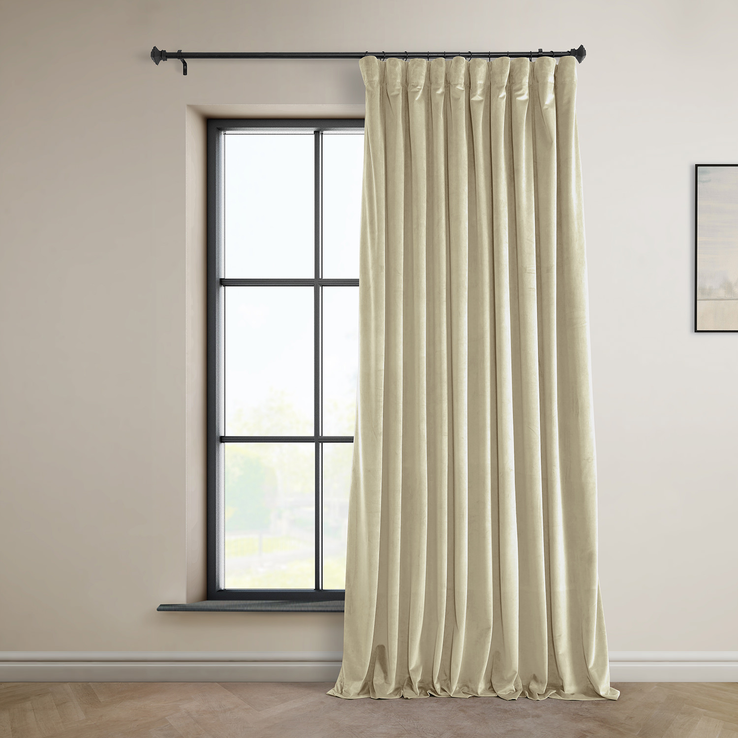 Light Beige Heritage Plush Velvet Extrawide Curtain