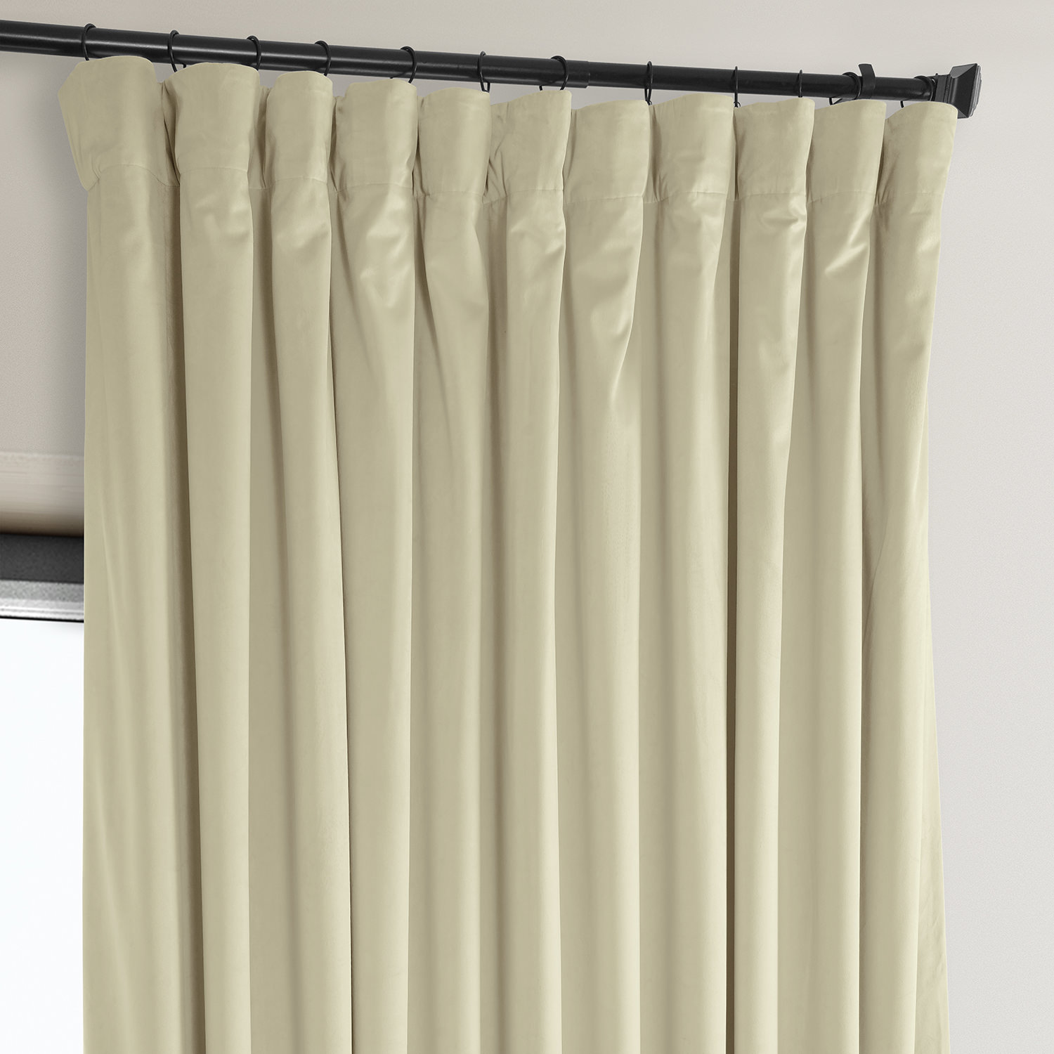 Light Beige Heritage Plush Velvet Extrawide Curtain