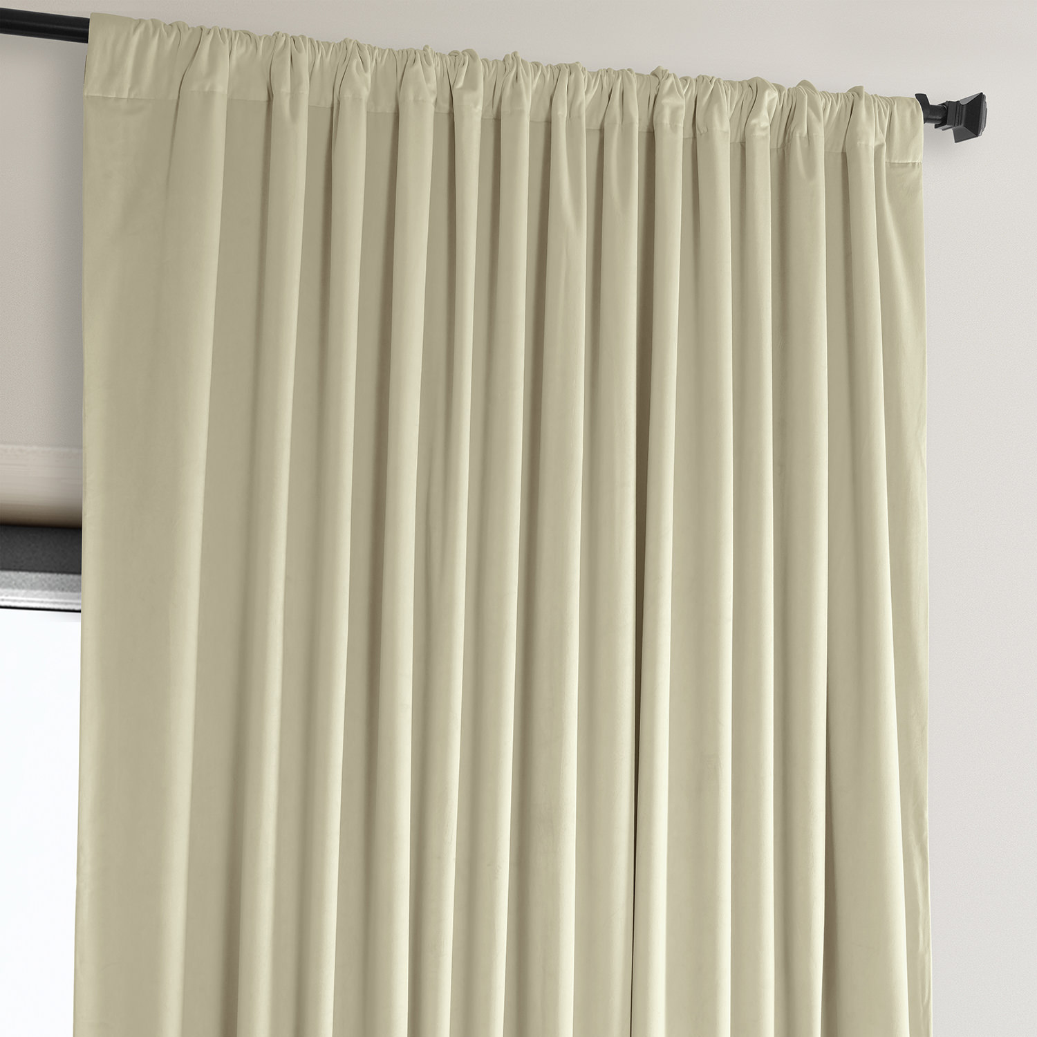 Light Beige Heritage Plush Velvet Extrawide Curtain