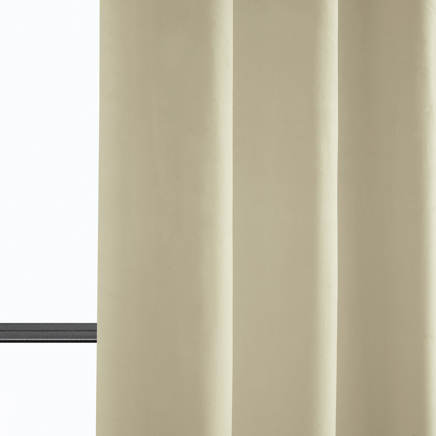 Light Beige Heritage Plush Velvet Grommet Curtain