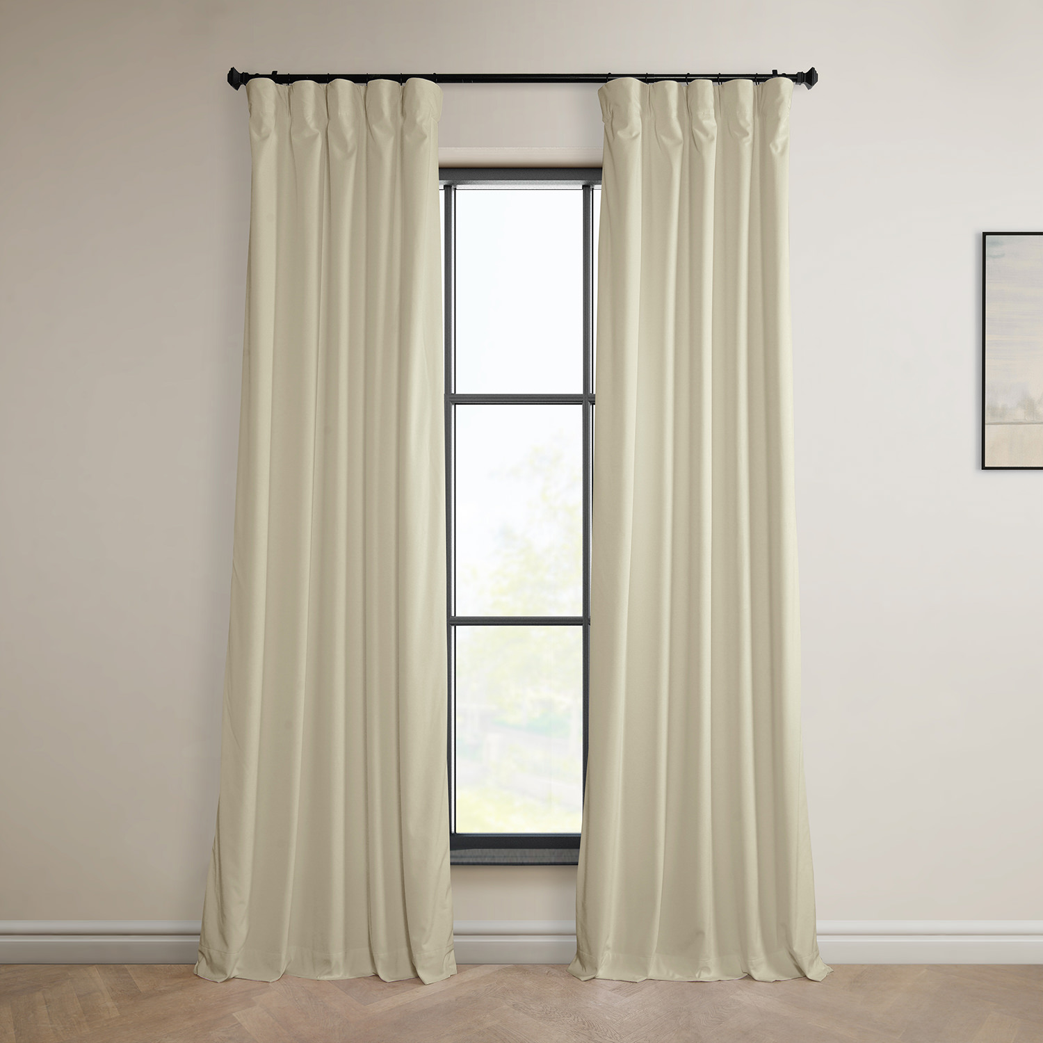 Light Beige Heritage Plush Velvet Curtain