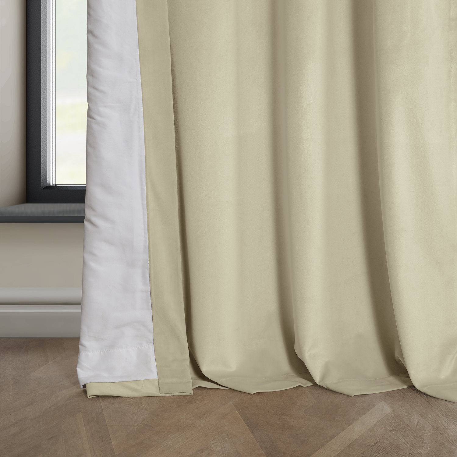 Light Beige Heritage Plush Velvet Curtain